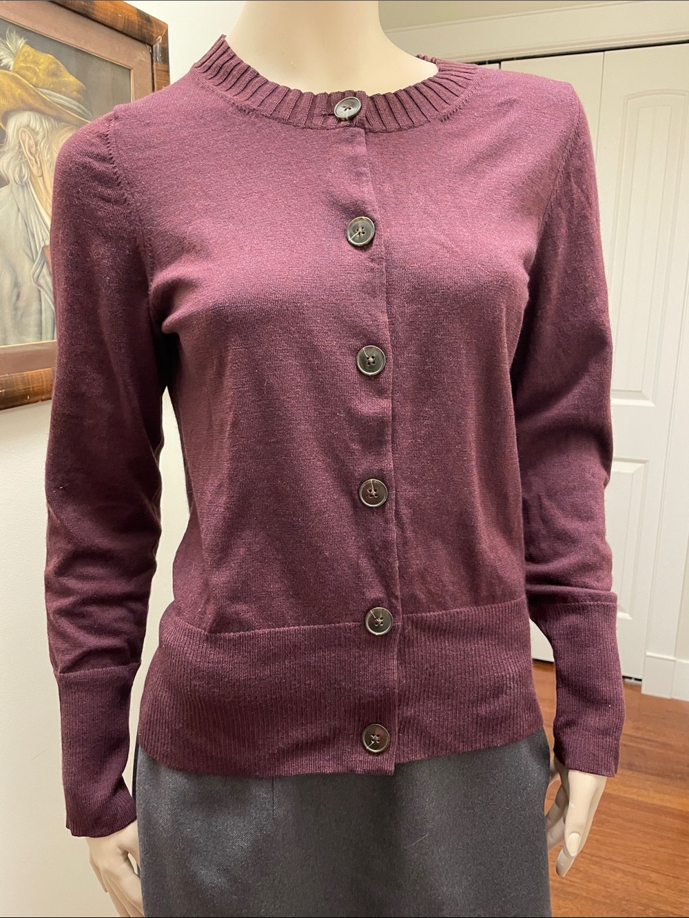 Banana Republic Plum Button-Front Cardigan Size L